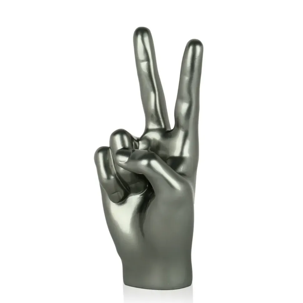 Peace Hand 28cm Anthracite Resin Indoor Sculpture