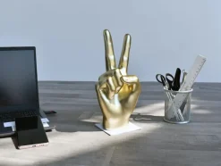 Peace Hand 28cm Gold Resin Indoor Sculpture