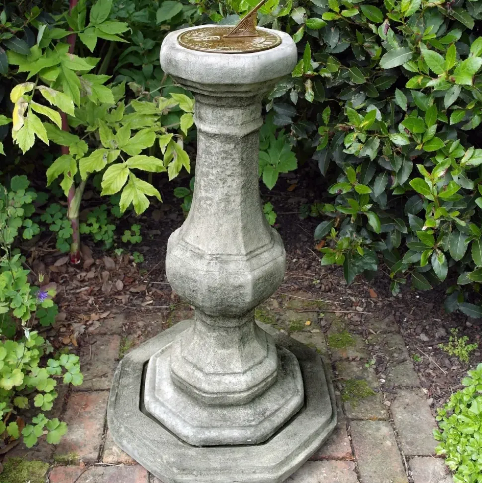 Pedestal Aged Brass Stone Garden Sundial