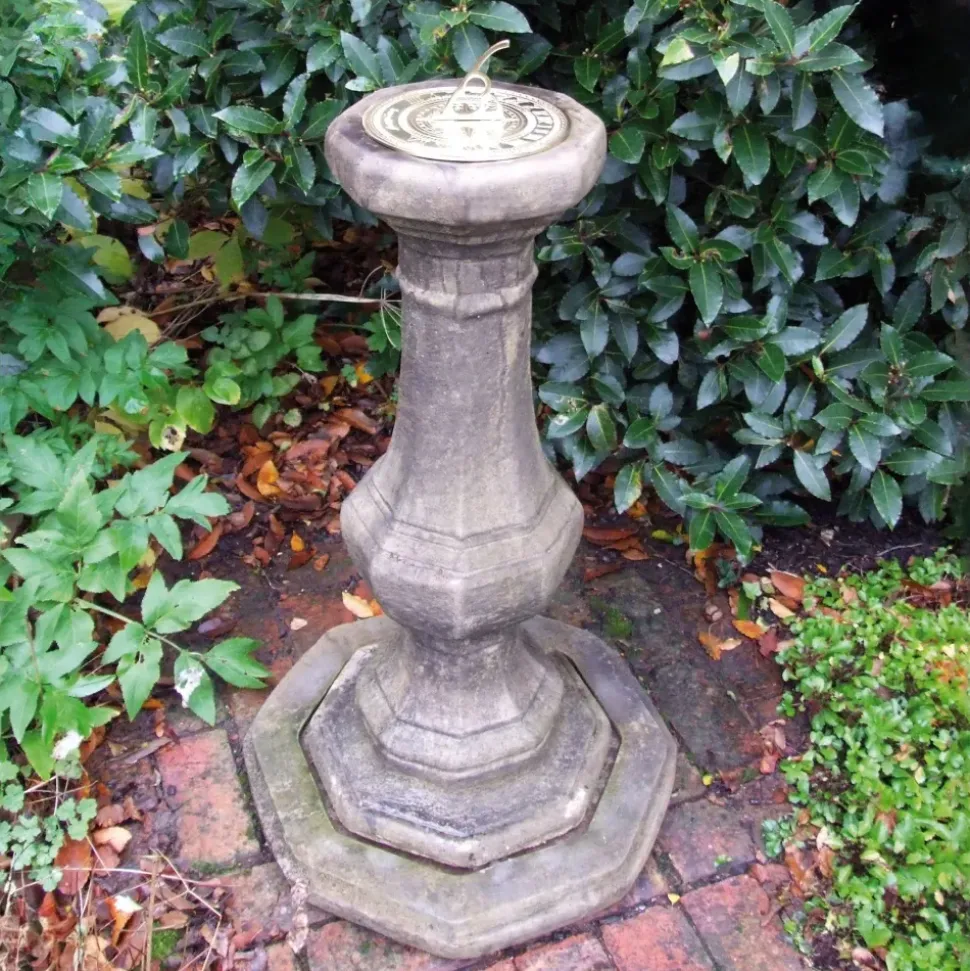 Pedestal Brass Stone Garden Sundial