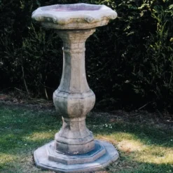 Pedestal Ornate Stone Garden Birdbath