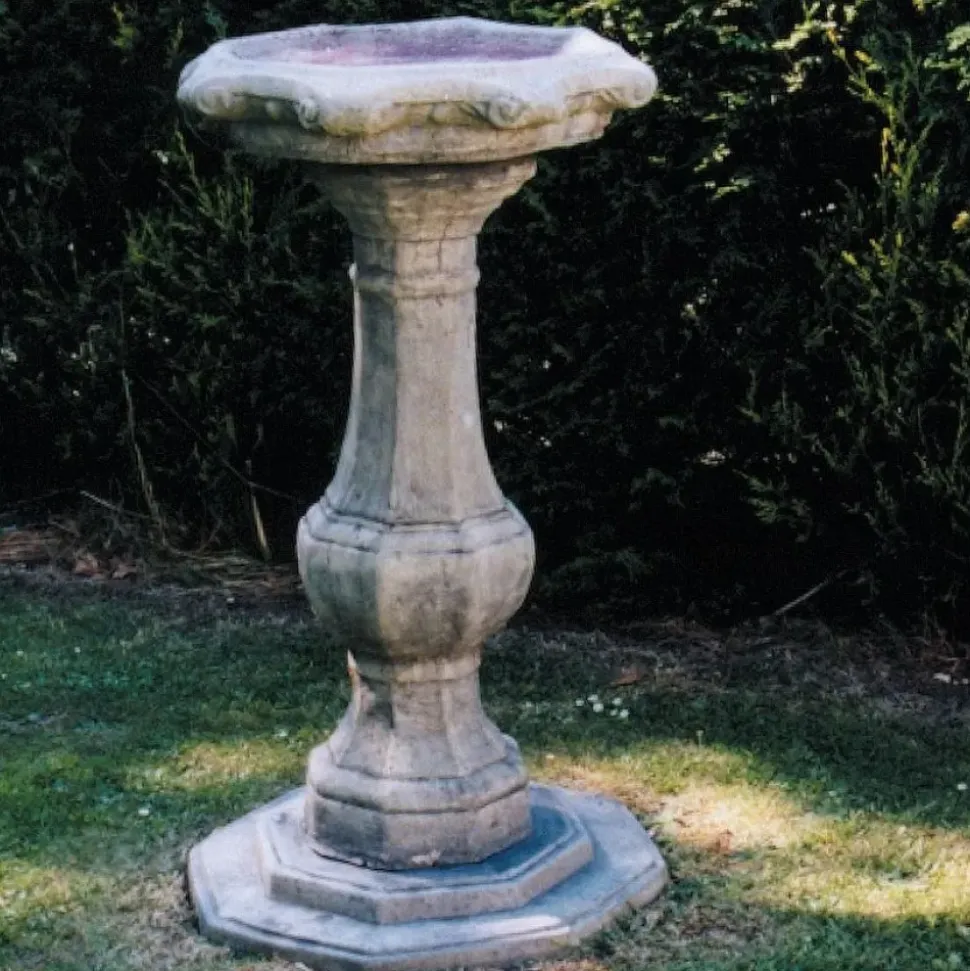 Pedestal Ornate Stone Garden Birdbath