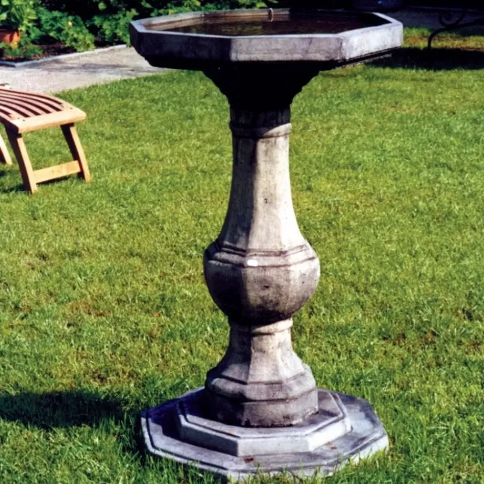 Pedestal Plain Stone Garden Birdbath