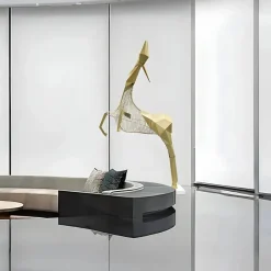 Phantom Deer 200cm Gold Metal Garden Sculpture