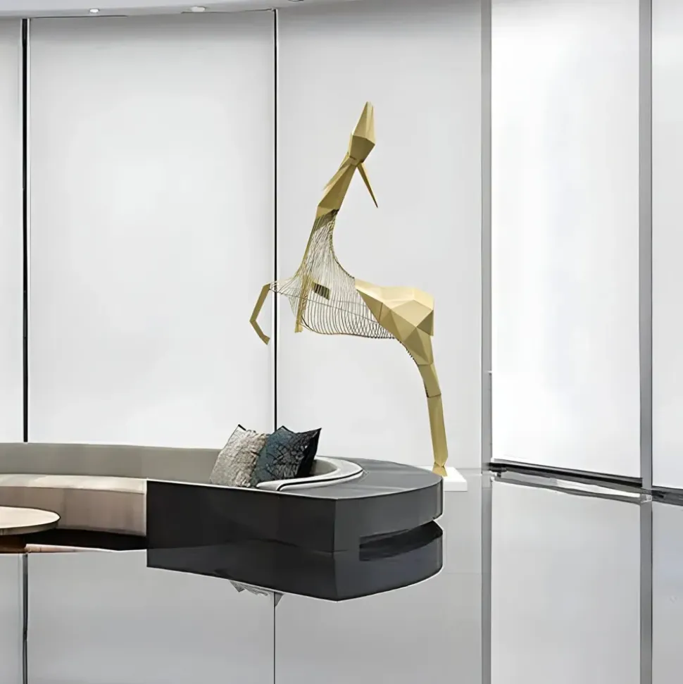 Phantom Deer 200cm Gold Metal Garden Sculpture