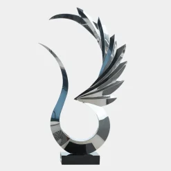 Phoenix Inferno 102cm Silver Metal Indoor Sculpture
