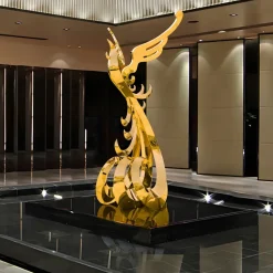 Phoenix Rising 212cm Gold Metal Garden Sculpture