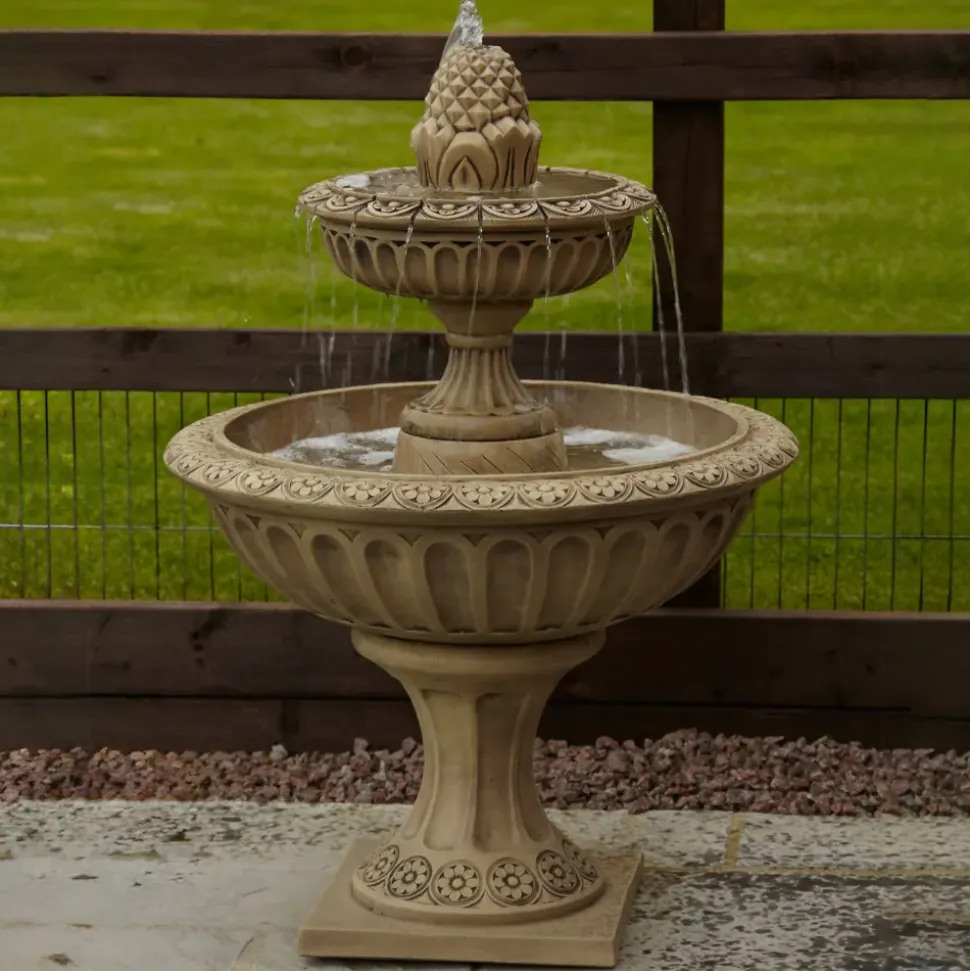 Pineapple Two Tier Stone Fountain Garden Water Feature