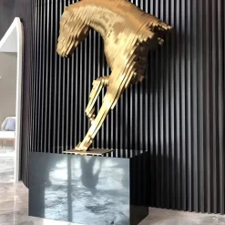 Pixel Horse 250cm Gold Metal Garden Sculpture