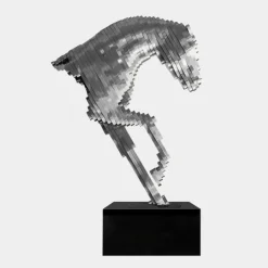 Pixel Horse 160cm Silver Metal Garden Sculpture