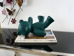 Playful Bear 15cm Green Resin Indoor Sculpture