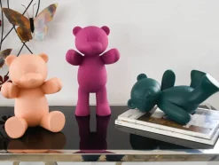 Playful Bear 15cm Green Resin Indoor Sculpture