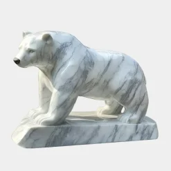 Polar Bear 50cm White Marble Garden Statue v1