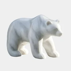 Polar Bear 50cm White Marble Garden Statue v3
