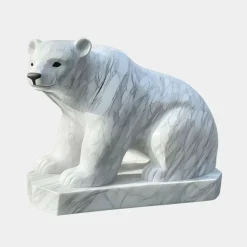 Polar Bear 50cm White Marble Garden Statue v2