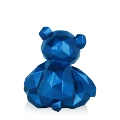 Polygon Bear 20cm Blue Resin Indoor Sculpture
