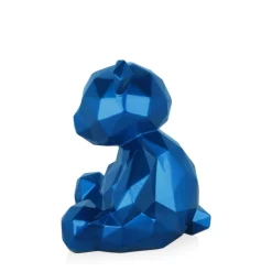 Polygon Bear 20cm Blue Resin Indoor Sculpture