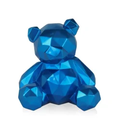 Polygon Bear 30cm Blue Resin Indoor Sculpture