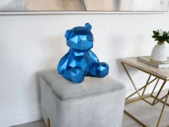 Polygon Bear 30cm Blue Resin Indoor Sculpture