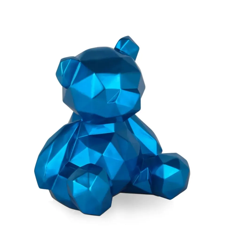 Polygon Bear 30cm Blue Resin Indoor Sculpture