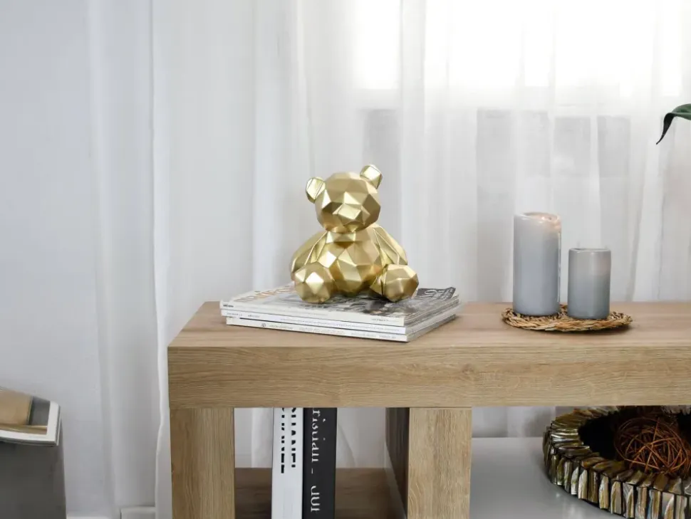 Polygon Bear 20cm Gold Resin Indoor Sculpture