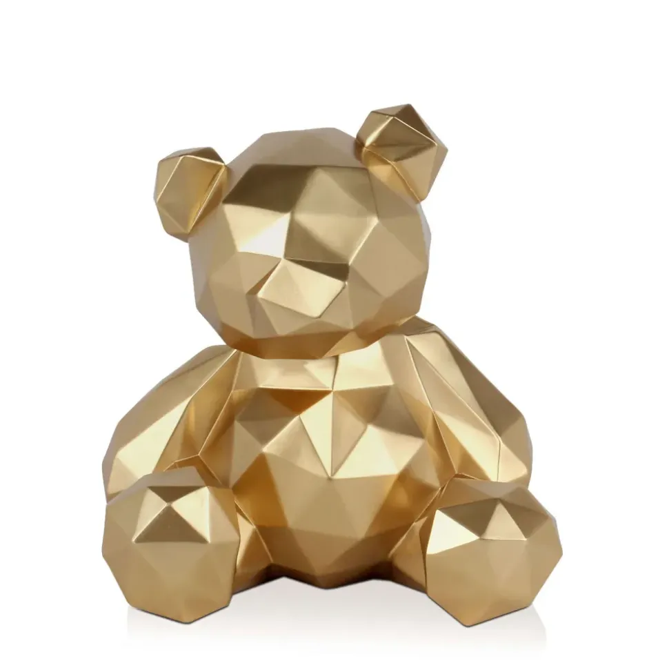 Polygon Bear 30cm Gold Resin Indoor Sculpture