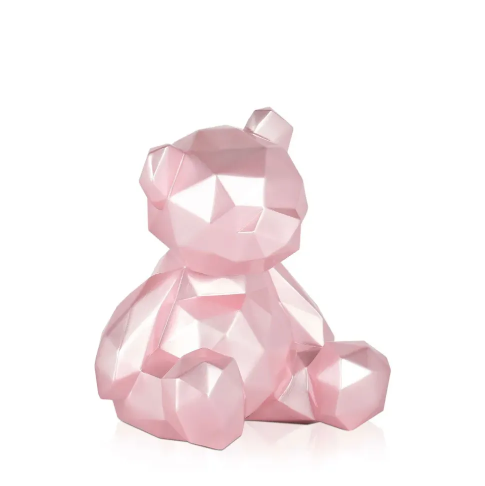 Polygon Bear 20cm Pink Resin Indoor Sculpture