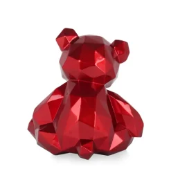 Polygon Bear 30cm Red Resin Indoor Sculpture
