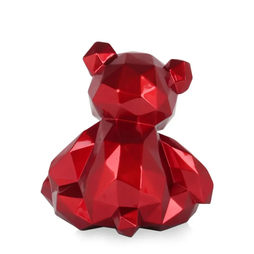 Polygon Bear 30cm Red Resin Indoor Sculpture
