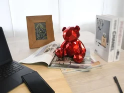 Polygon Bear 20cm Red Resin Indoor Sculpture