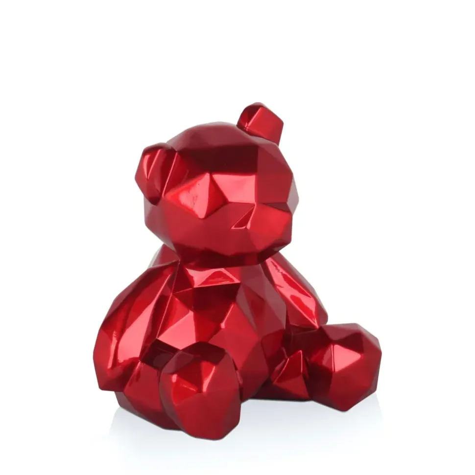 Polygon Bear 20cm Red Resin Indoor Sculpture