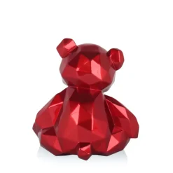 Polygon Bear 20cm Red Resin Indoor Sculpture