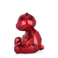 Polygon Bear 20cm Red Resin Indoor Sculpture