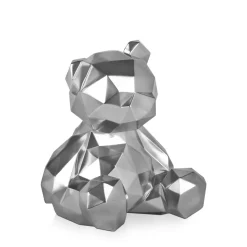Polygon Bear 30cm Silver Resin Indoor Sculpture