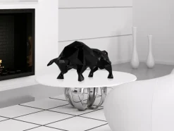 Polygon Bull 25cm Black Resin Indoor Sculpture