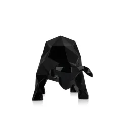 Polygon Bull 25cm Black Resin Indoor Sculpture