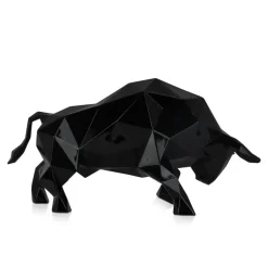 Polygon Bull 25cm Black Resin Indoor Sculpture