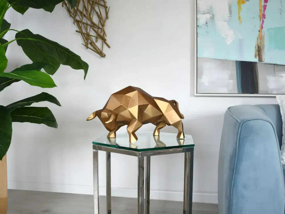 Polygon Bull 25cm Bronze Resin Indoor Sculpture