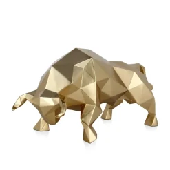 Polygon Bull 25cm Gold Resin Indoor Sculpture