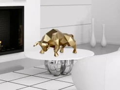 Polygon Bull 25cm Gold Resin Indoor Sculpture