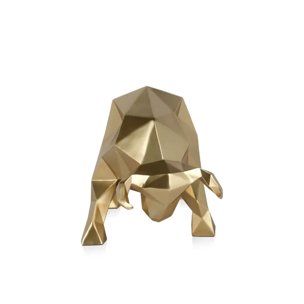 Polygon Bull 25cm Gold Resin Indoor Sculpture