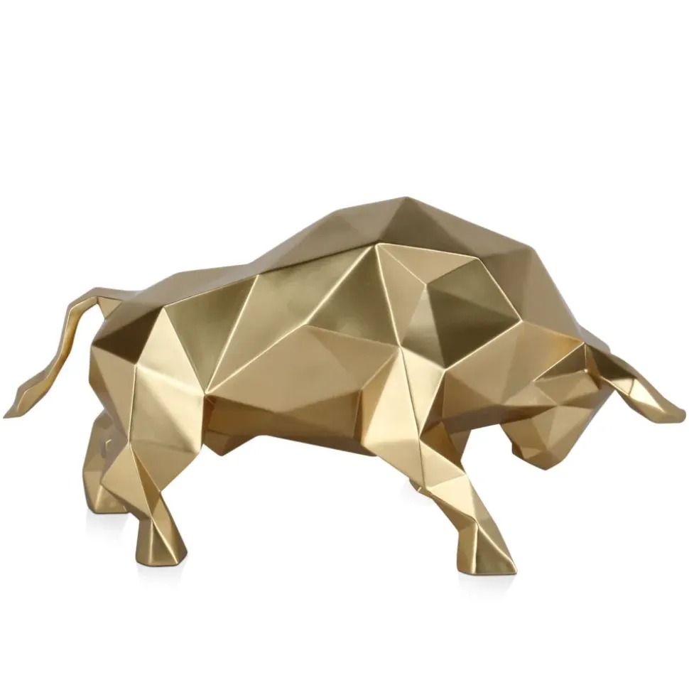 Polygon Bull 25cm Gold Resin Indoor Sculpture