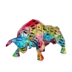 Polygon Bull 25cm Multicoloured Resin Indoor Sculpture