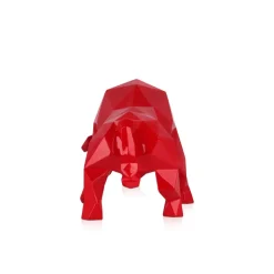Polygon Bull 25cm Red Resin Indoor Sculpture