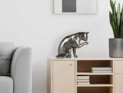 Polygon Cat 24cm Anthracite Resin Indoor Sculpture