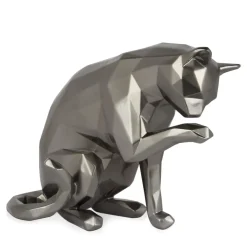 Polygon Cat 24cm Anthracite Resin Indoor Sculpture
