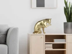 Polygon Cat 24cm Gold Resin Indoor Sculpture