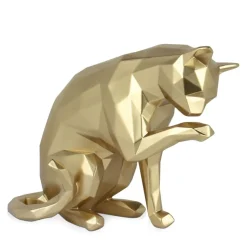 Polygon Cat 24cm Gold Resin Indoor Sculpture