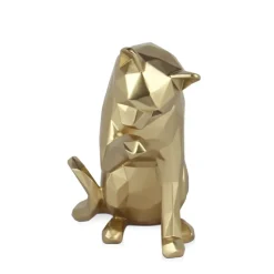 Polygon Cat 24cm Gold Resin Indoor Sculpture