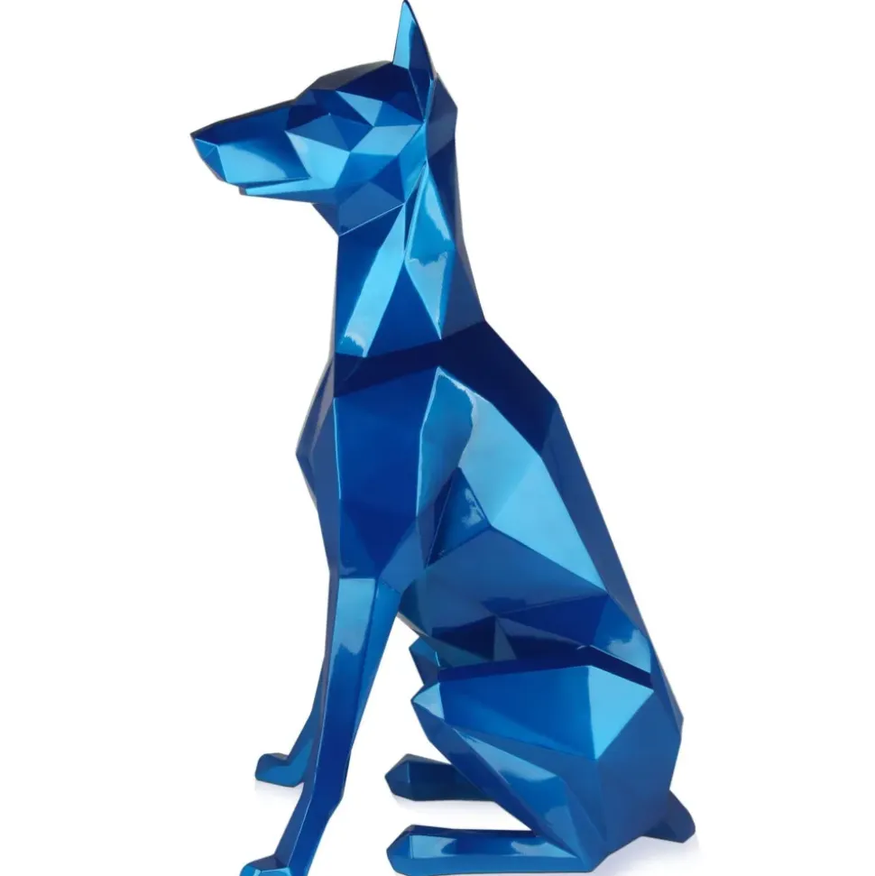 Polygon Doberman 82cm Blue Resin Indoor Sculpture